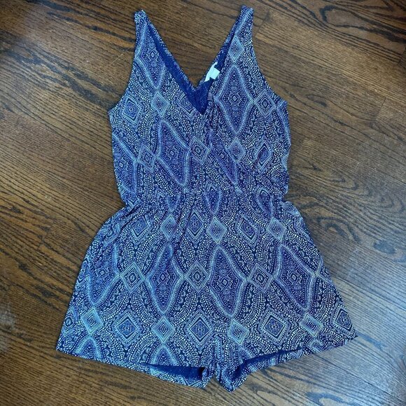 H&M One Piece Tank and Shorts Navy/White Women's Sleeveless Size medium - Picture 2 of 5